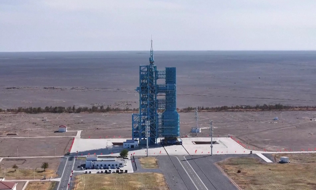 A view of the rocket launch site at Jiuquan Satellite Launch Center in Northwest China's Gansu Province for the upcoming Shenzhou-19 crewed space mission. The center carried out an all-system drill on October 26, 2024 ahead of the Shenzhou-19 mission to the orbiting China Space Station. (See story on Page 4) Photo: VCG 