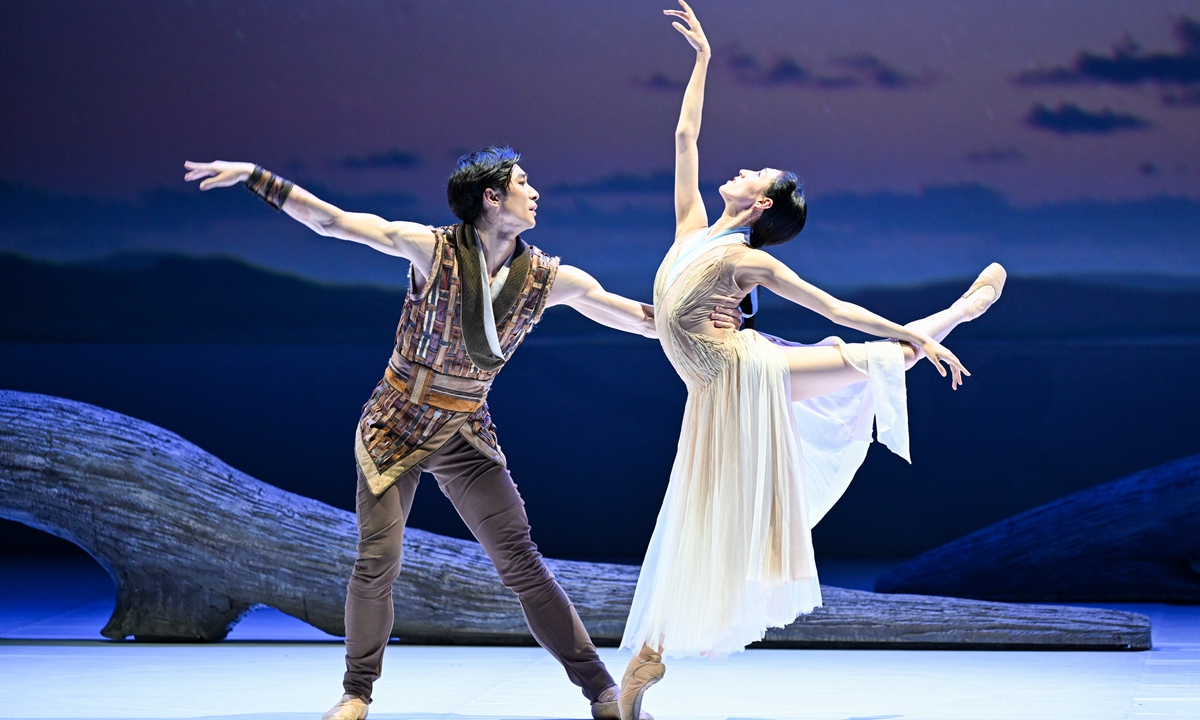 Performers dance during a dress rehearsal for the ballet Qixi in Shenyang, Northeast China's Liaoning Province.  Photo: VCG