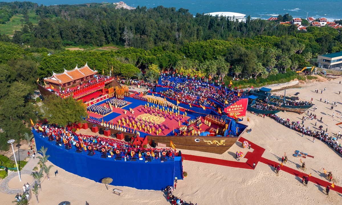 A Mazu worship ceremony is held on Meizhou Island, Fujian Province, on October 11, 2024. Photo: IC