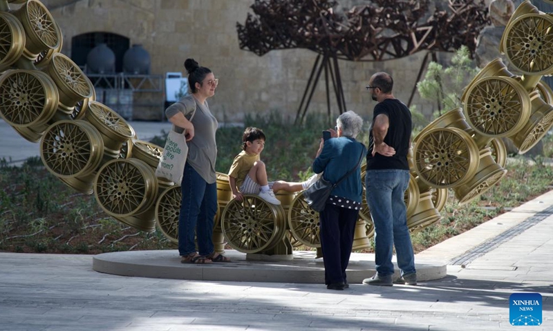 People visit the Malta International Contemporary Arts Space in Floriana, Malta, on Oct. 27, 2024. The Malta International Contemporary Arts Space, Malta's first ever national contemporary arts museum, officially opened to the public on Sunday. (Photo: Xinhua)