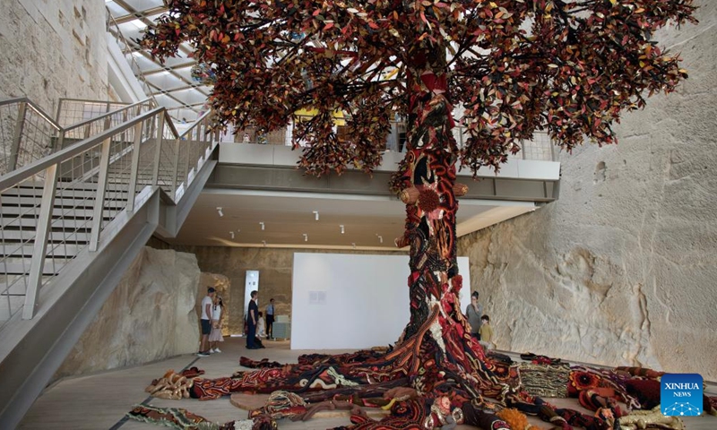 People visit the Malta International Contemporary Arts Space in Floriana, Malta, on Oct. 27, 2024. The Malta International Contemporary Arts Space, Malta's first ever national contemporary arts museum, officially opened to the public on Sunday. (Photo: Xinhua)