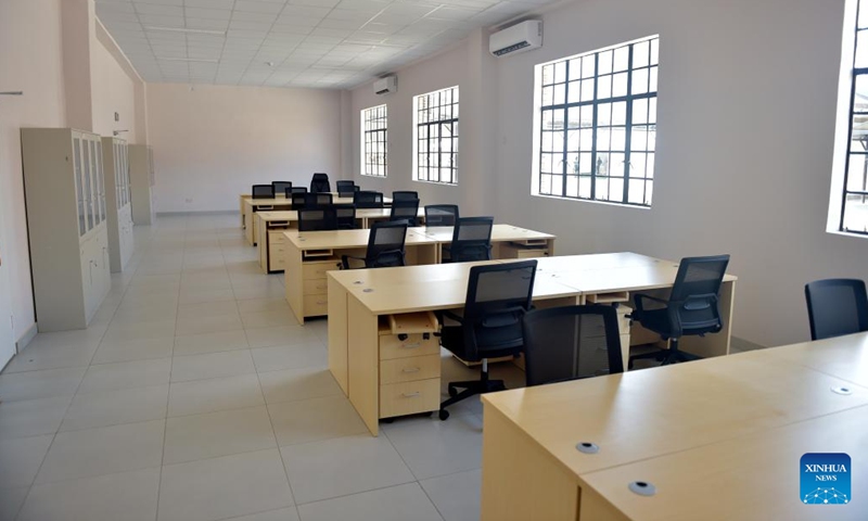 This photo taken on Oct. 27, 2024 shows teacher's office of the China-aided Ramaeba Primary School in Kazungula village of Kasane town, Botswana. (Photo: Xinhua)