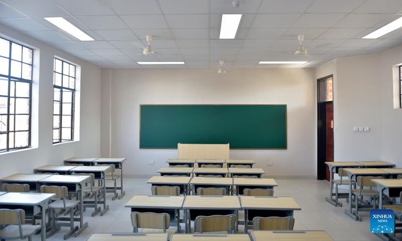 This photo taken on Oct. 27, 2024 shows a classroom of the China-aided Ramaeba Primary School in Kazungula village of Kasane town, Botswana. (Photo: Xinhua)