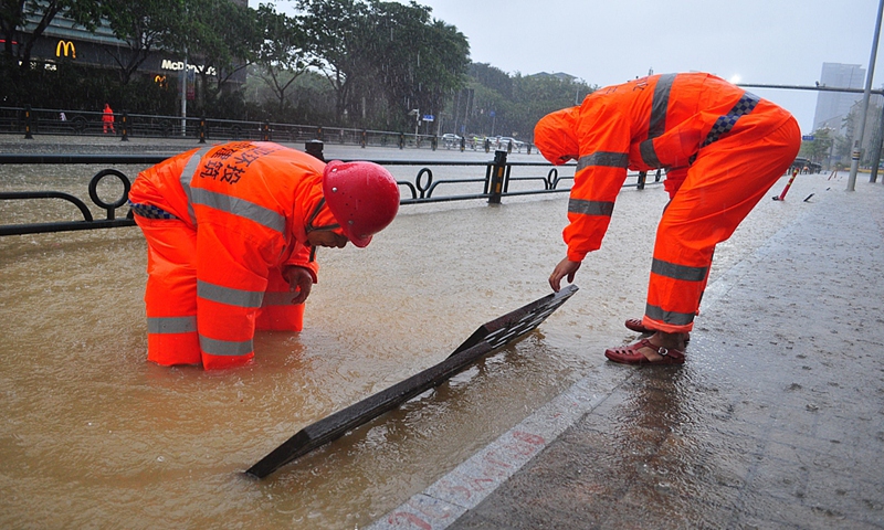 Roads are flooded in Sanya, South China's Hainan Province, due to the impact of Typhoon Trami, on October 28, 2024. Photo: VCG