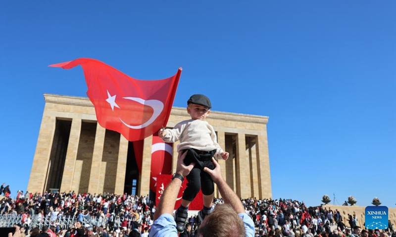 People celebrate the 101st anniversary of the Turkish Republic's founding in Ankara, Türkiye, on Oct. 29, 2024. Türkiye celebrated the 101st anniversary of the Turkish Republic's founding on Tuesday with a diverse array of events and commemorations across the country (Photo: Xinhua)