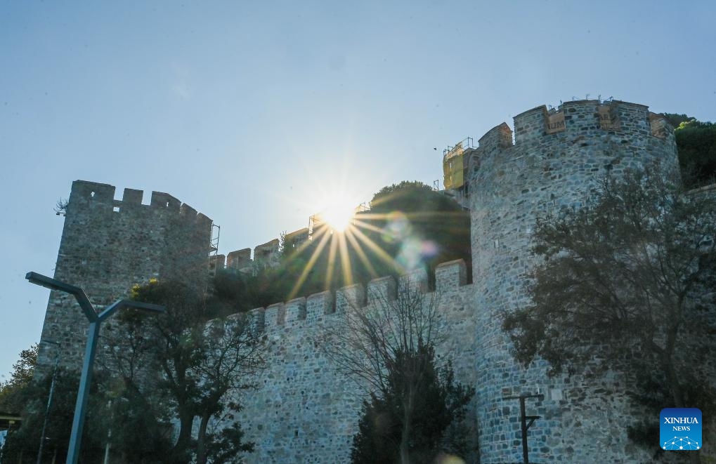 This photo taken on Oct. 27, 2024 shows a view of Rumeli Fortress in Istanbul, Türkiye. Rumeli Fortress, a typical example of Ottoman military architecture, is located on the west side of the Bosphorus Strait in Istanbul. (Photo: Xinhua)