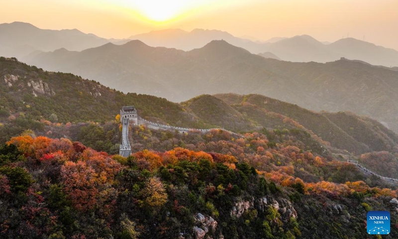 A drone photo taken on Oct. 29, 2024 shows a morning view of the Badaling section of the Great Wall in Beijing, capital of China. (Photo: Xinhua)