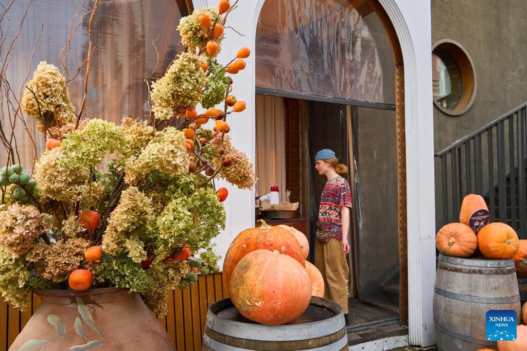 Pumpkin decorated for Halloween are pictured on the street in Vladivostok, Russia, Oct. 31, 2024. (Photo: Xinhua)