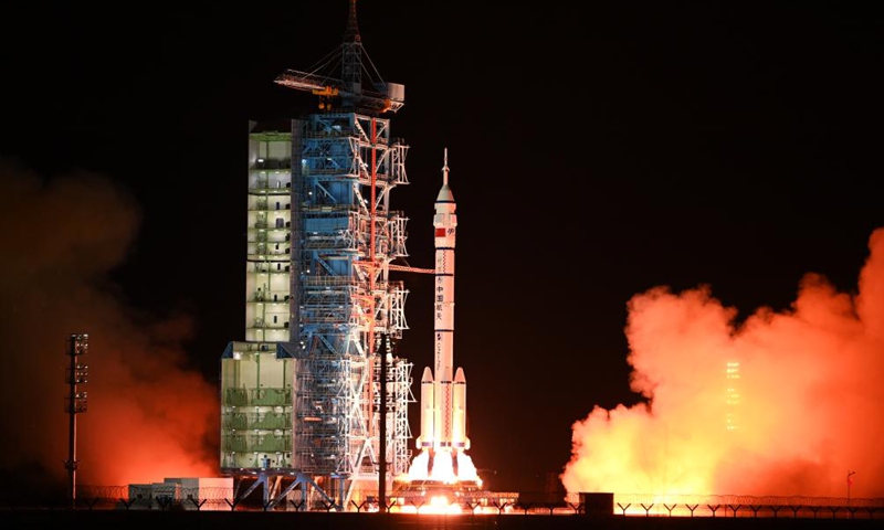 The Shenzhou-19 crewed spaceship, atop a Long March-2F carrier rocket, is launched from the Jiuquan Satellite Launch Center in northwest China, Oct. 30, 2024. (Photo: Xinhua)