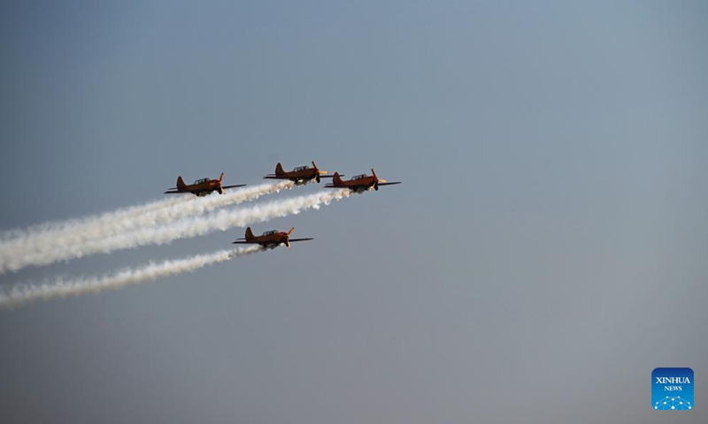 A Russian aerobatic team performs during the Nanchang Air Show in Nanchang, east China's Jiangxi Province, Nov. 2, 2024. The 2024 China Aviation Industry Conference and Nanchang Air Show kicked off here on Saturday. (Photo: Xinhua)