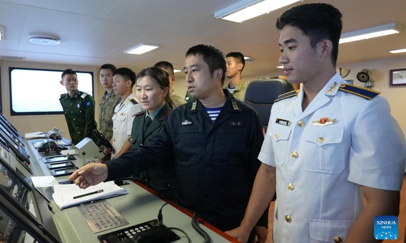 Cadets from the Naval University of Engineering conduct a training on Chinese navy vessel Qijiguang, Oct. 24, 2024. (Photo: Xinhua)