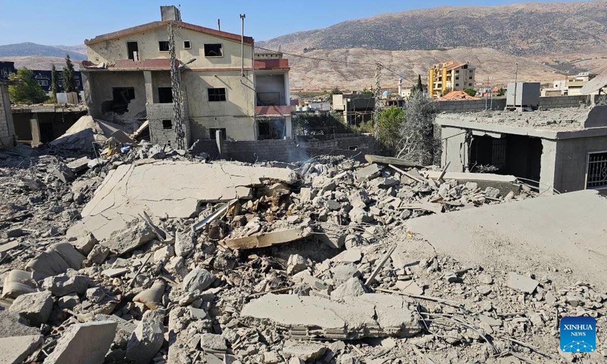 This photo taken on Nov. 1, 2024 shows the damage caused by Israeli airstrikes in Bekaa, Lebanon. (Photo: Xinhua)