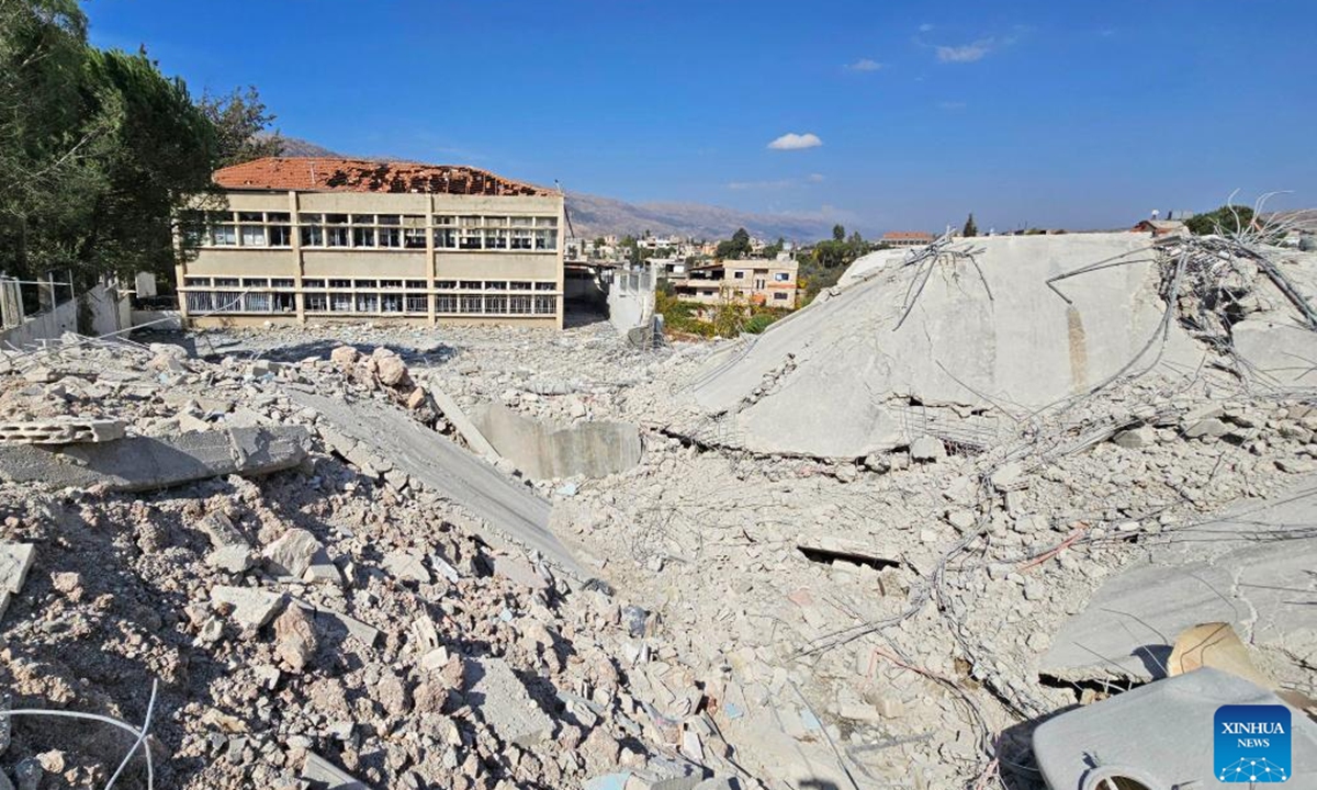 This photo taken on Nov. 1, 2024 shows the damage caused by Israeli airstrikes in Bekaa, Lebanon. (Photo: Xinhua)