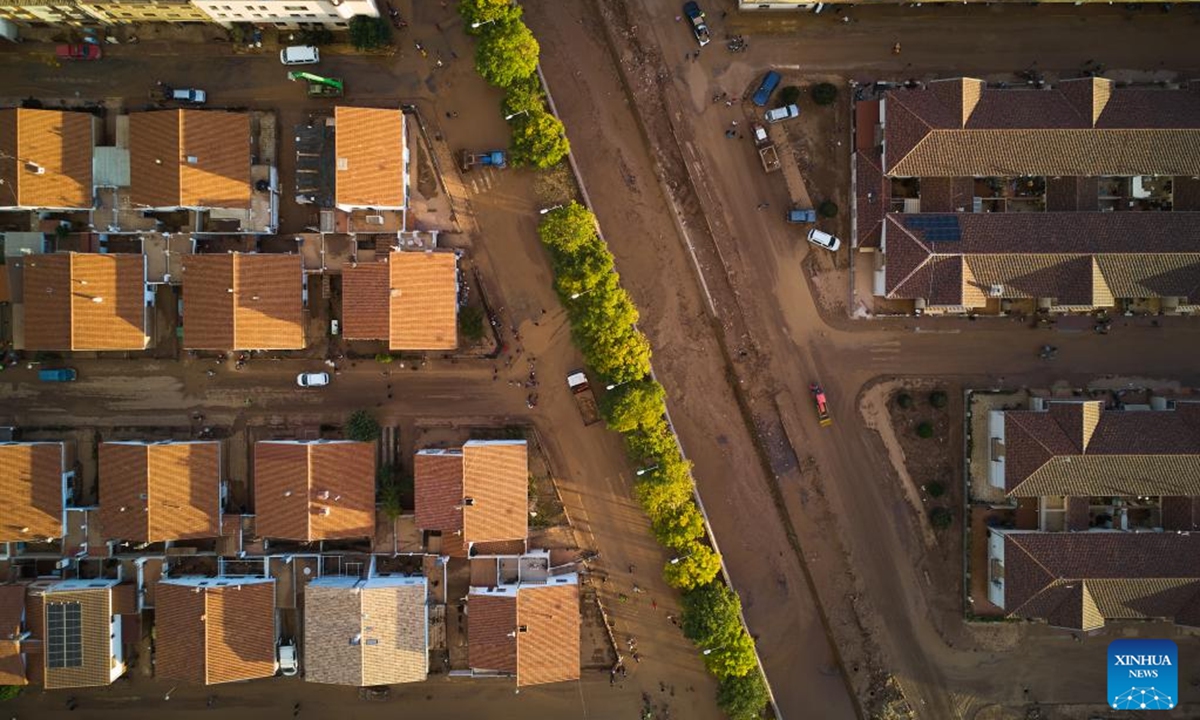 An aerial drone photo taken on Nov. 2, 2024 shows a view of the flood-affected area in Utiel, Spain. Torrential rains over recent days have triggered Spain's worst flooding in decades. The death toll from the flooding had risen to 211 as of Saturday morning, according to the government.    (Photo: Xinhua)