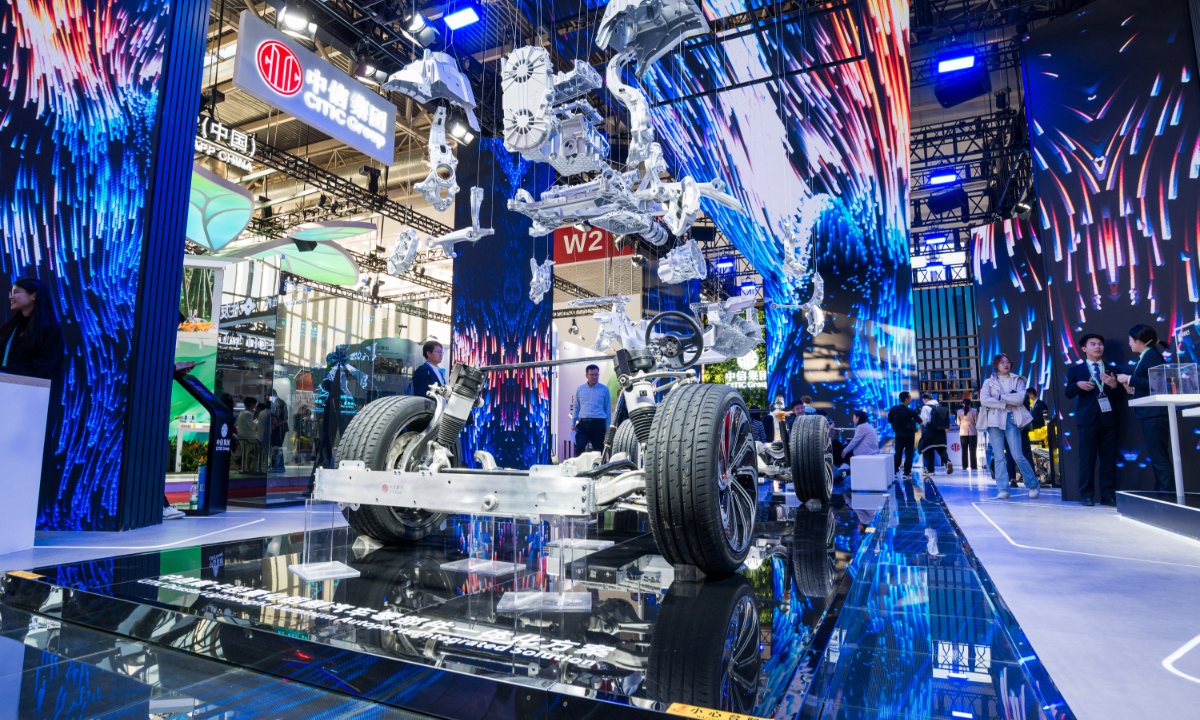 A view of an exhibition area showcasing advanced manufacturing chain at the CISCE II on November 26, 2024 Photo: Chen Tao/GT