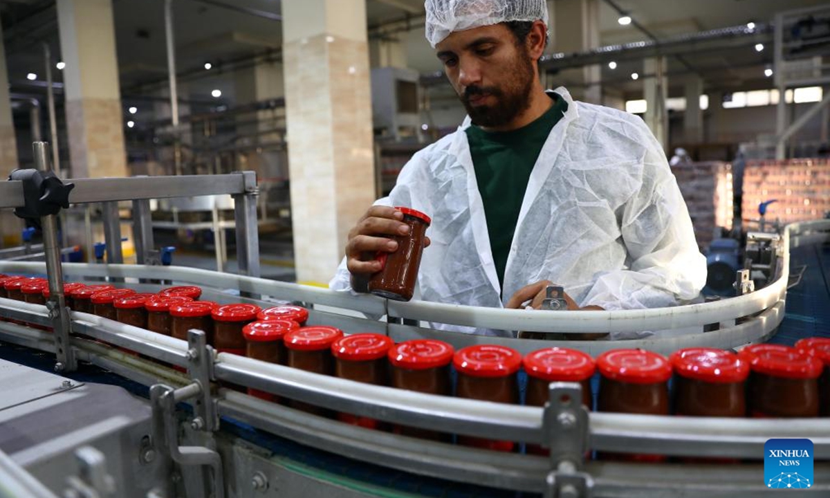 A worker checks bottled tomato paste at a production line of the Egyptian Swiss Group in Sharqia Governorate, Egypt, Oct. 27, 2024.

As the countdown is ticking for the 7th China International Import Expo (CIIE), participating Egyptian businesses are gearing up, hoping to find opportunities in the expansive Chinese market. (Photo: Xinhua)