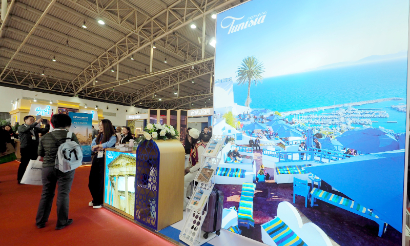 Visitors visit the booth of Tunisia at the 2024 China Outbound Travel & Tourism Market in Beijing, on October 16, 2024. Photo: VCG