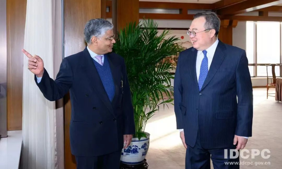 Liu Jianchao, head of the International Department of the Communist Party of China (CPC) Central Committee, met with India's ambassador to China, Pradeep Kumar Rawat, on December 10, 2024. Photo: The International Department of the Communist Party of China (CPC) Central Committee