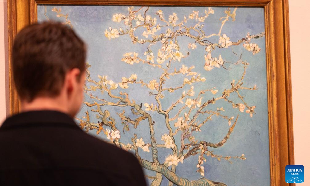 A visitor views an artwork at the Van Gogh Museum during the Museum Night event in Amsterdam, the Netherlands, Nov. 2, 2024. (Photo: Xinhua)