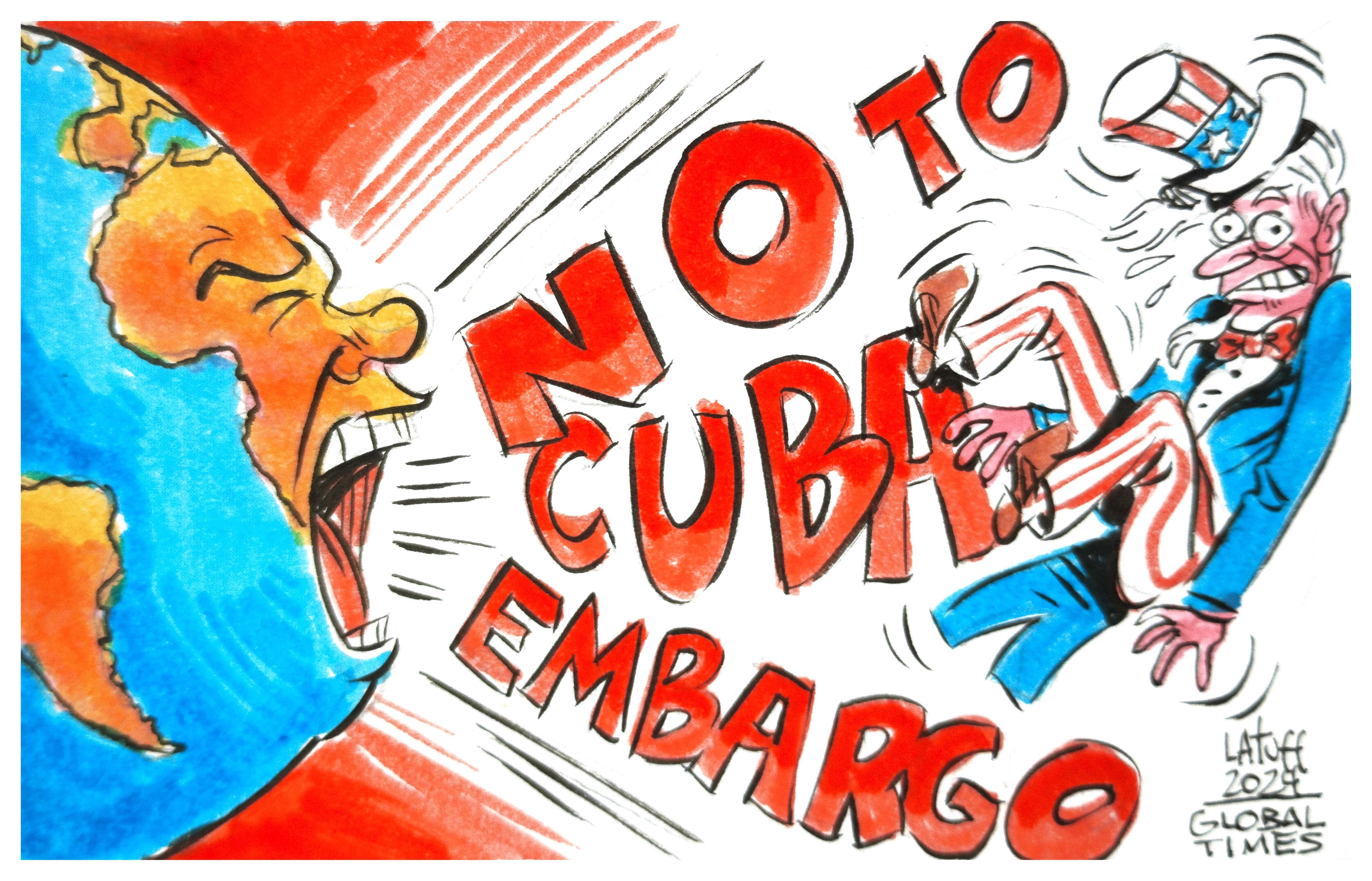 The world says no to US' embargo of Cuba again. Cartoon: Carlos Latuff