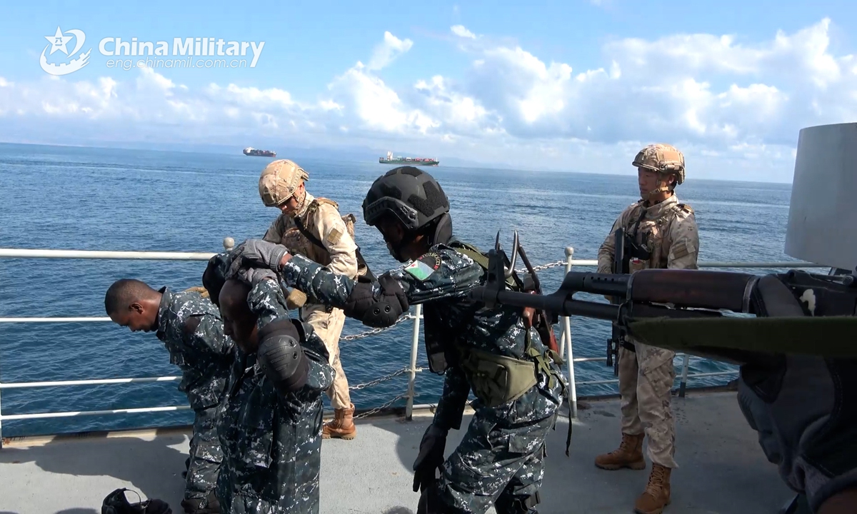 The Chinese PLA support base in Djibouti carries out a three-day joint training of Cooperation-2024.10. FAD with the Djiboutian army from October 26th to 28th, 2024. The training, themed on joint anti-terrorism military operation, consisted of land phase and sea phase, and involved more than 300 soldiers, five boats, and 40 armored vehicles, artilleries, logistic vehicles. Both sides' participants conducted such training subjects as fire strike, armed escort, and counter-piracy. (Photo: China Military Online)