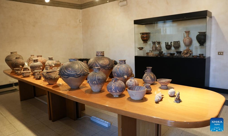 This photo taken on Oct. 28, 2024 shows a batch of 56 lost Chinese cultural relics to be returned from Italy in Rome, Italy. (Xinhua/Li Jing)