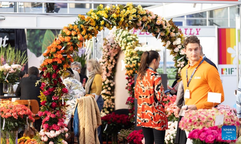 People visit the 2024 International Floriculture Trade Fair (IFTF) in Vijfhuizen, the Netherlands, on Nov. 5, 2024. The IFTF is an annual event in the Netherlands that brings together horticultural professionals, flower lovers and industry experts from around the world. (Photo: Xinhua)