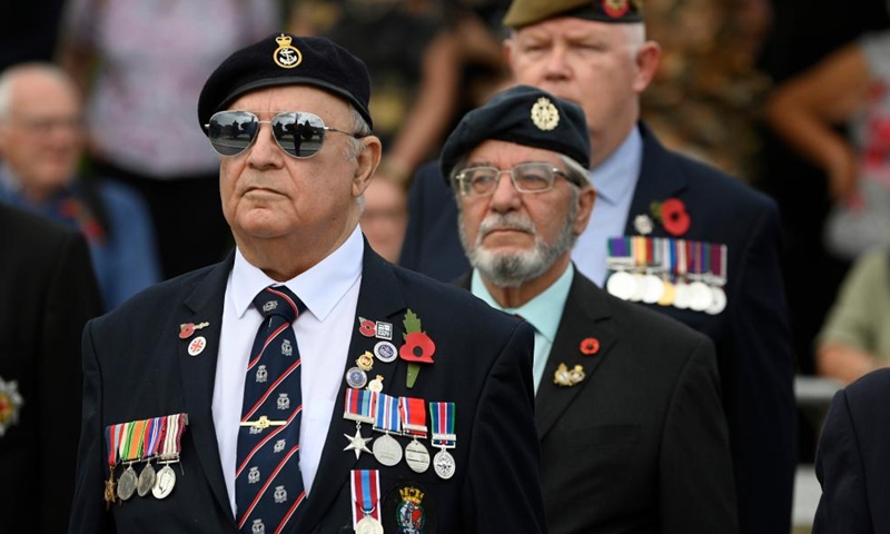 Veterans participate in the Remembrance Day ceremony in Floriana, Malta, on Nov. 10, 2024. Malta marked Remembrance Day to remember victims who sacrificed their lives during the two world wars on Sunday. (Photo by Jonathan Borg/Xinhua)