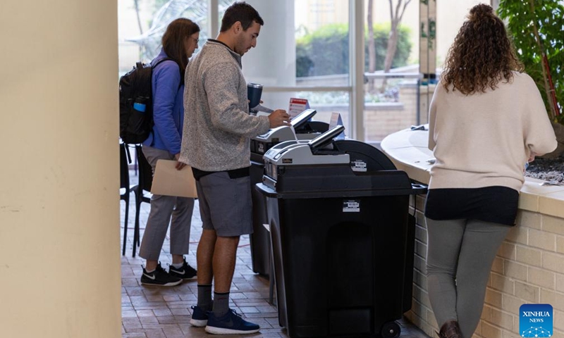 Voters cast their ballots at a polling station during the 2024 U.S. presidential election in Arlington, Virginia, the United States, Nov. 5, 2024. (Photo: Xinhua)