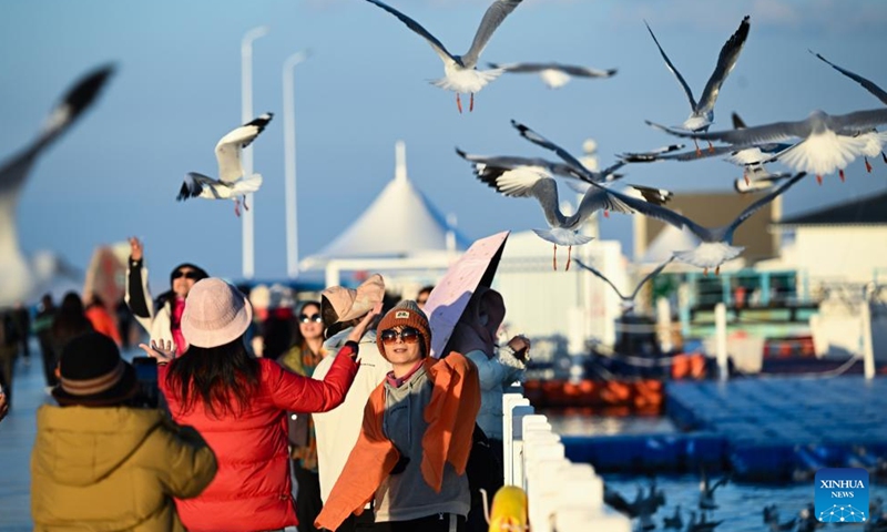 Tourists visit a scenic spot of Qinghai Lake in northwest China's Qinghai Province, Oct. 18, 2024. (Photo: Xinhua)