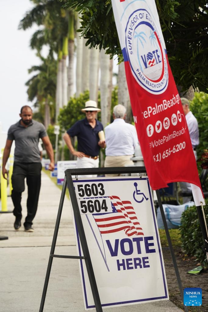 Voters are seen at a polling station during the 2024 U.S. presidential election in Palm Beach, Florida, the United States, on Nov. 5, 2024. (Photo: Xinhua)