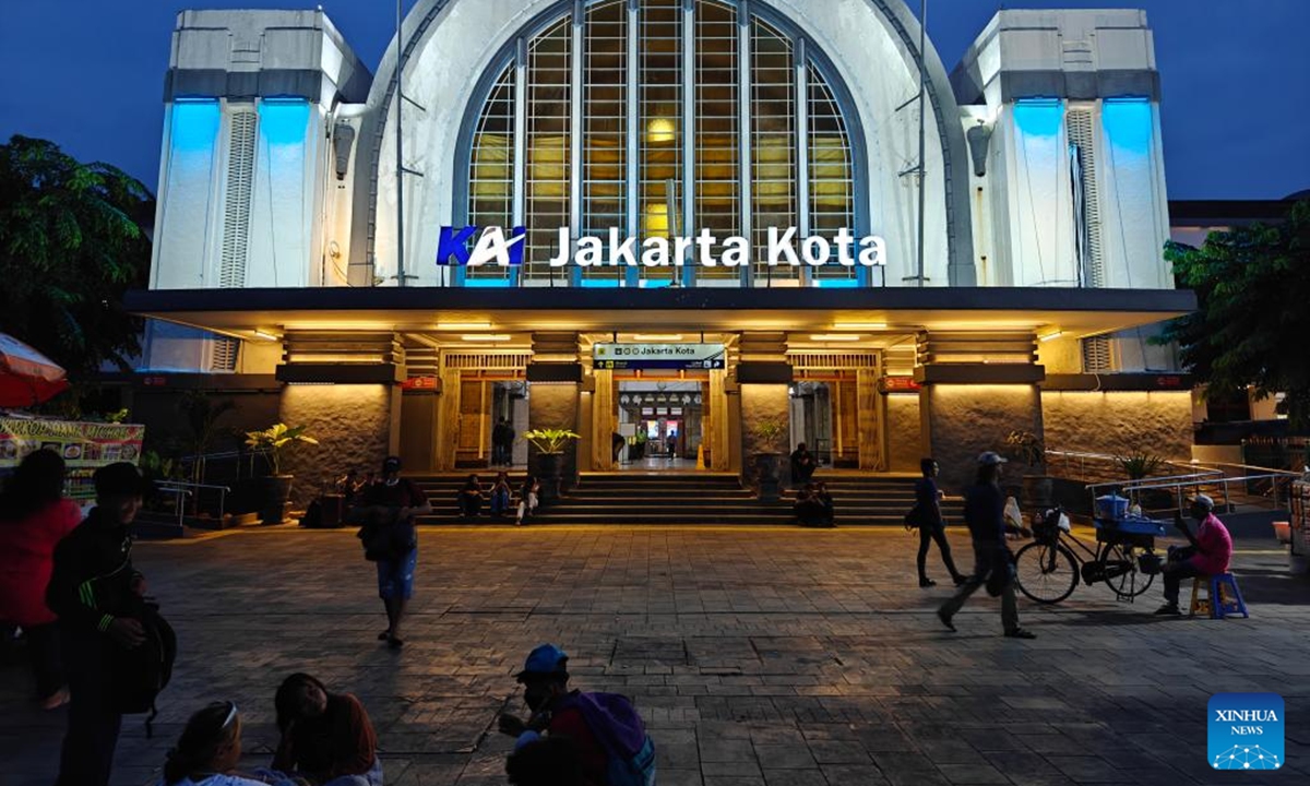 This photo taken with a mobile phone shows the Jakarta City Railway Station in Jakarta, Indonesia, Nov. 2, 2024. Located on the northwest coast of Java Island, Jakarta is the largest city in Indonesia and is currently the political, economic and cultural center of the country.  (Photo: Xinhua)