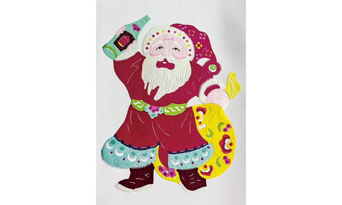 Gao Dianliang's paper-cutting work <em>Santa Claus</em> Photo: Courtesy of Gao Dianliang