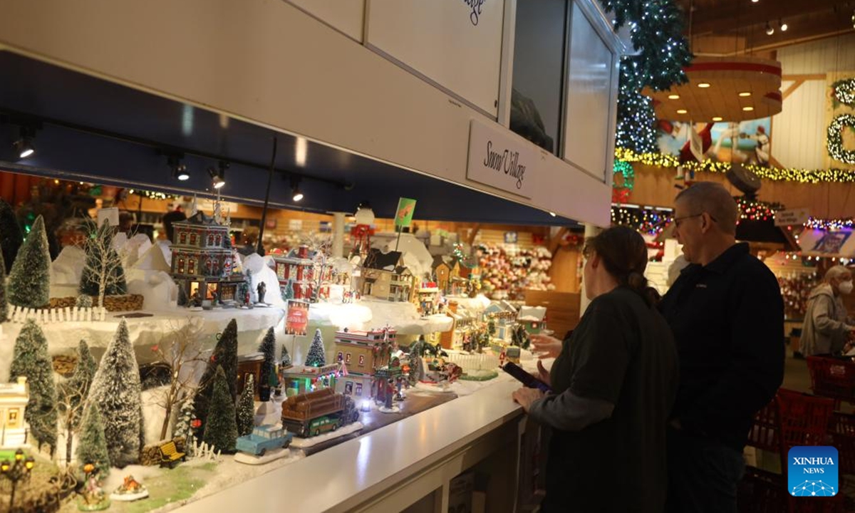 Customers shop at Bronner's CHRISTmas Wonderland in Frankenmuth, Michigan, the United States, on Oct. 30, 2024. Bronner's CHRISTmas Wonderland in Frankenmuth is striving to recover from the COVID-19 pandemic while shoppers are returning and sales climbing up, according to staff members and customers interviewed by Xinhua reporters there at the end of October.  (Photo: Xinhua)