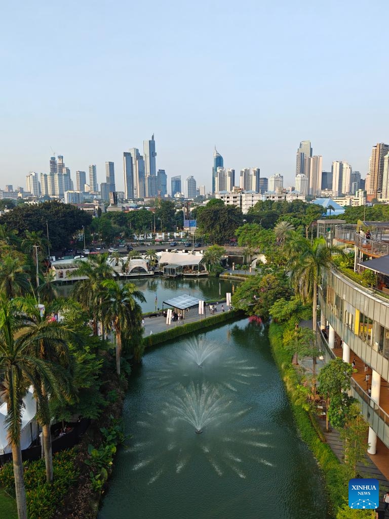 This photo taken with a mobile phone shows a city view taken from Senayan Park in Jakarta, Indonesia, July 12, 2024. Located on the northwest coast of Java Island, Jakarta is the largest city in Indonesia and is currently the political, economic and cultural center of the country.  (Photo: Xinhua)