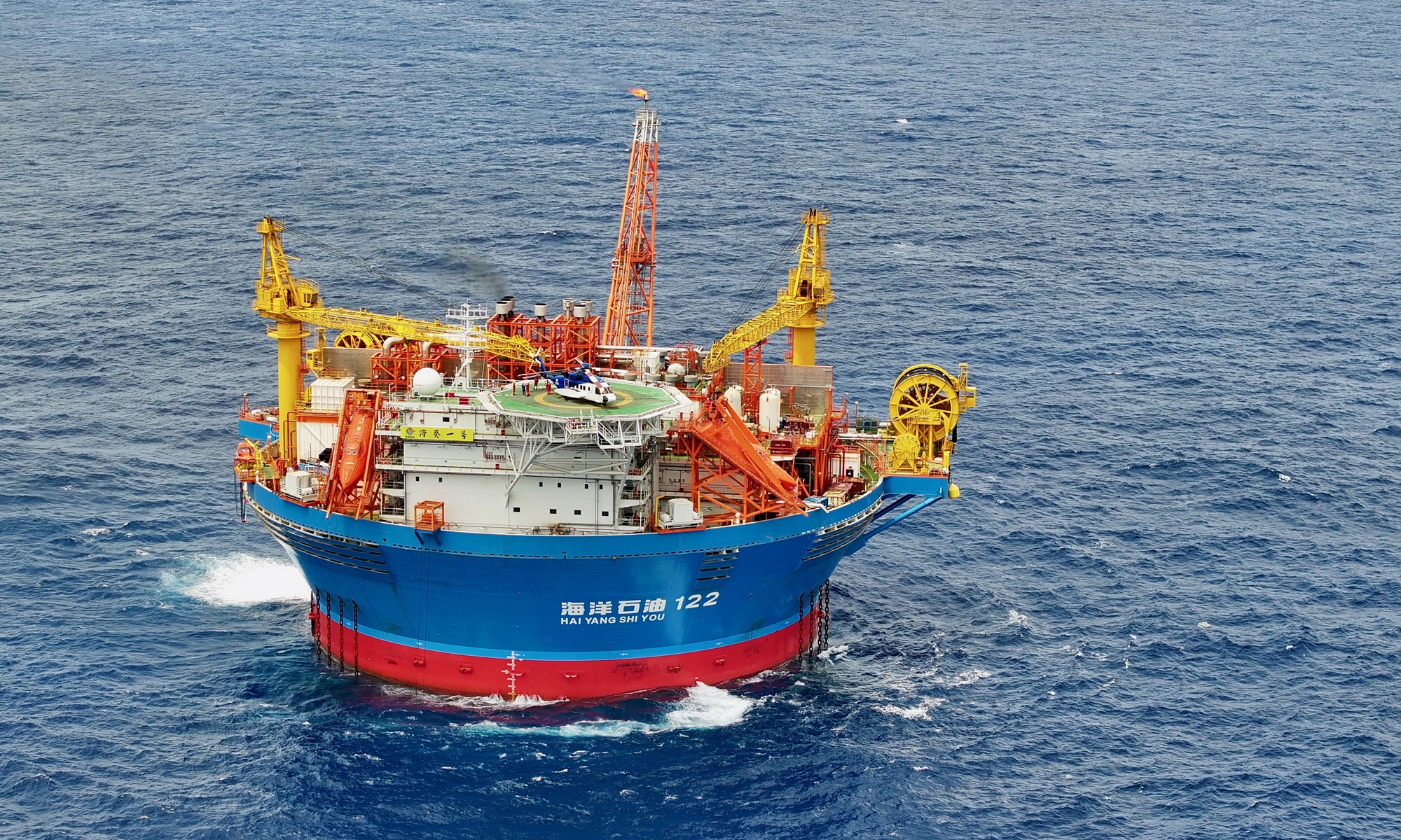 This image shows China's first independently developed FPSO unit 