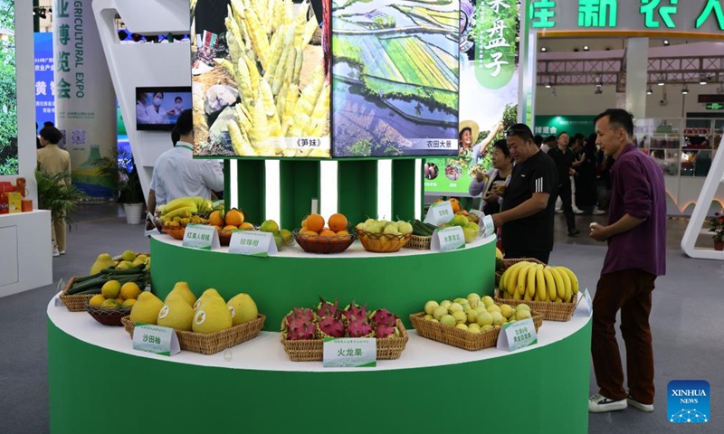 Fruits are pictured during the 2024 Guangxi International Agricultural Expo in Nanning, south China's Guangxi Zhuang Autonomous Region, Nov. 8, 2024. (Photo: Xinhua)