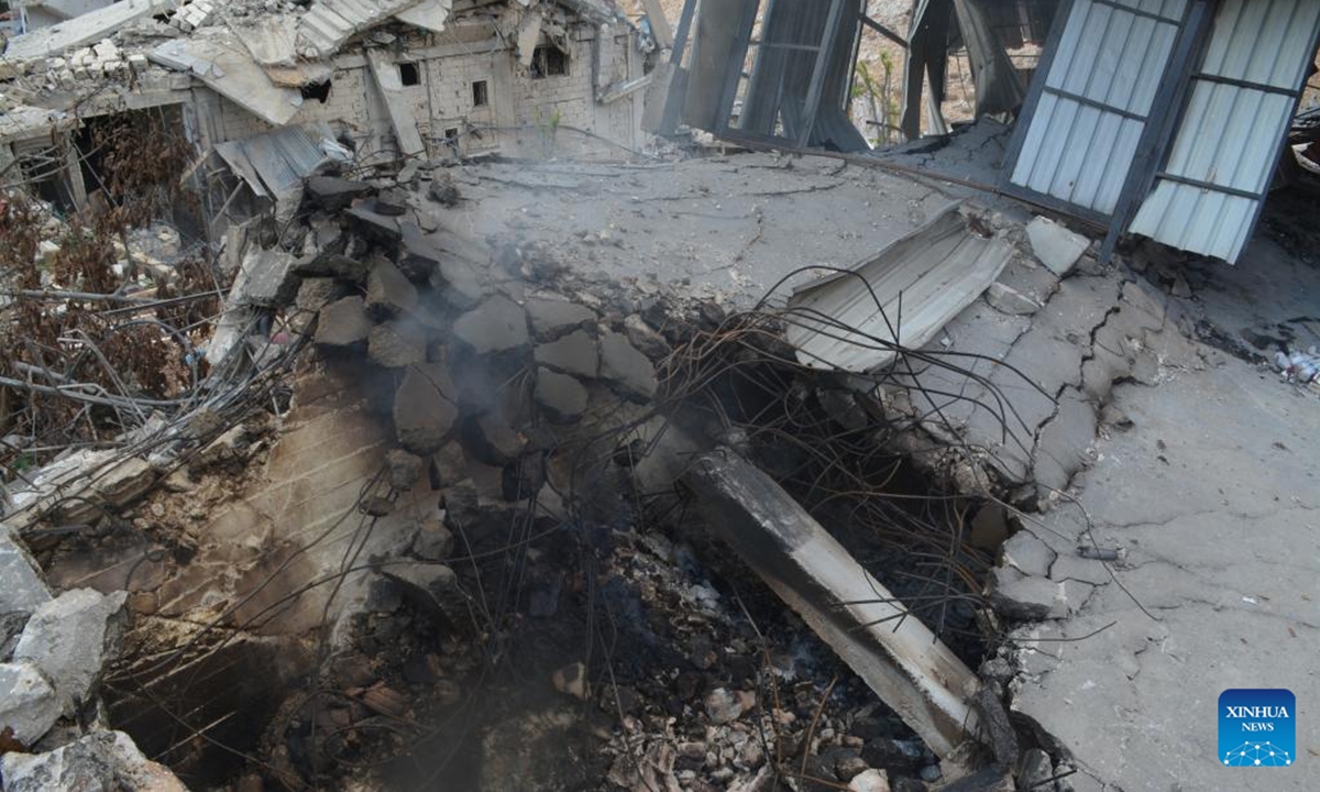 This photo shows the damage caused by Israeli airstrikes in Baalbek, Lebanon, on Nov. 6, 2024. At least 57 people were killed and more than 50 injured on Wednesday in Israeli airstrikes across Lebanon, according to the National News Agency (NNA) and local media reports.   (Photo: Xinhua)