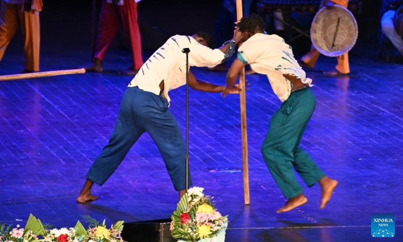 Artists perform during the opening ceremony of the 15th edition of the Dakar Biennale of Contemporary African Art (Dak'Art), in Dakar, capital of Senegal, on Nov. 7, 2024. (Photo: Xinhua)