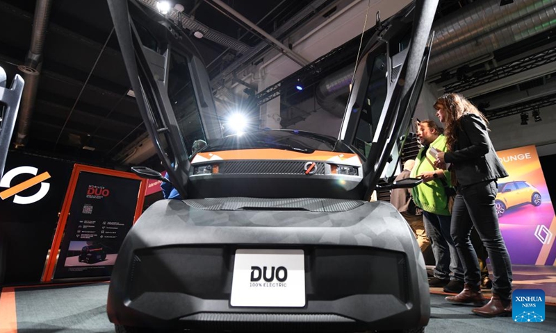 People view an electric car at the Auto Zurich 2024 in Zurich, Switzerland, Nov. 8, 2024. (Photo: Xinhua)