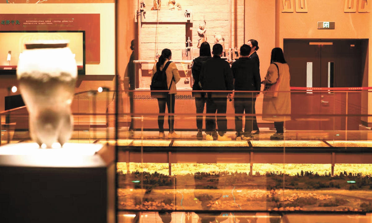 Visitors explore the Taosi Site Museum in Xiangfen county, North China's Shanxi Province, on November 12, 2024. The museum, showing cultural relics dating back 3,900 to 4,300 years, opened to the public on Tuesday, offering a look at early Chinese state formation and societal complexity. Photo: Courtesy of the National Cultural Heritage Administration