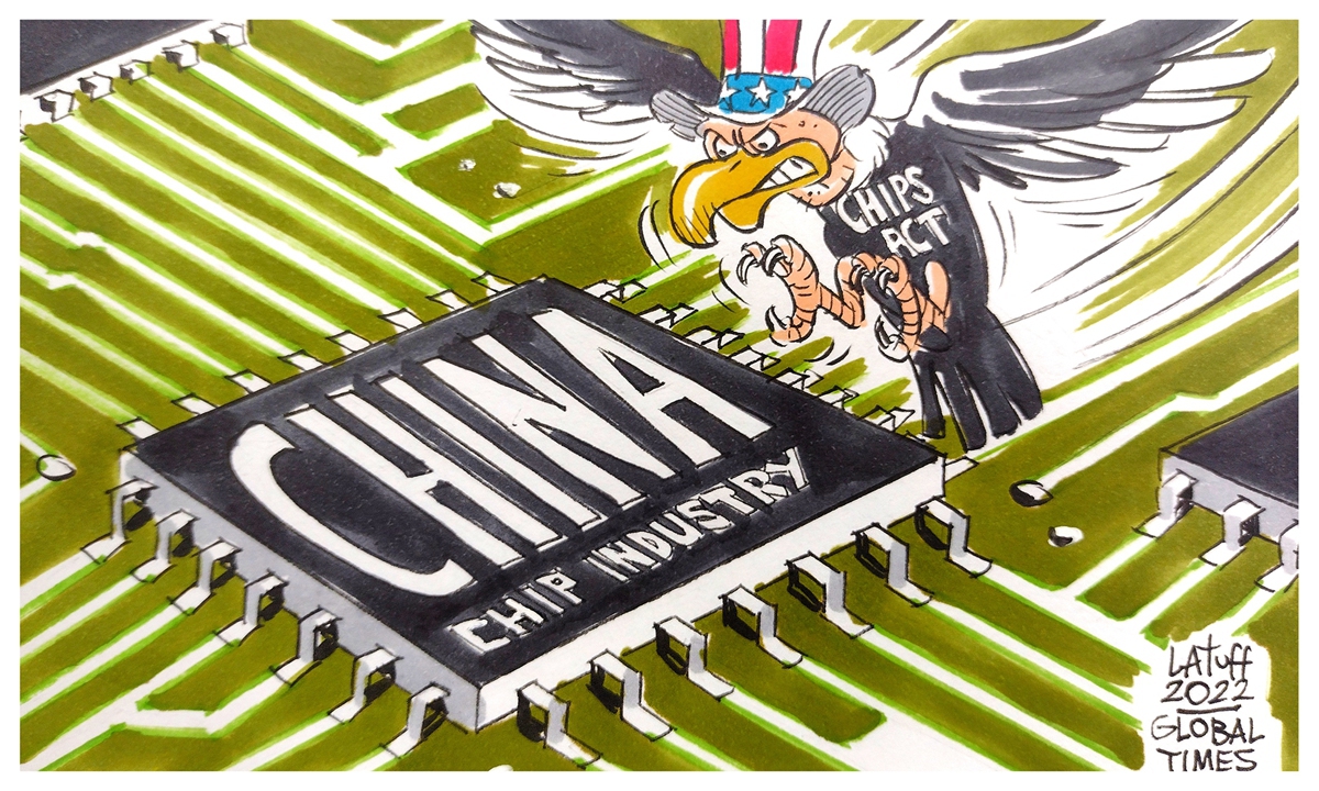 US claws at China's chip industry fanning flames on tech confrontation. Cartoon: Carlos Latuff