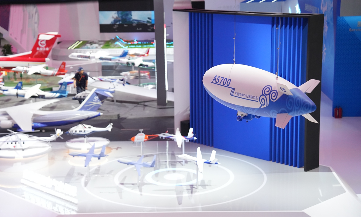 The model of AS700 Xiangyun airship displays at the Airshow China 2024. Photo: Courtesy of the Special Vehicle Research Institute under the Aviation Industry Corp of China