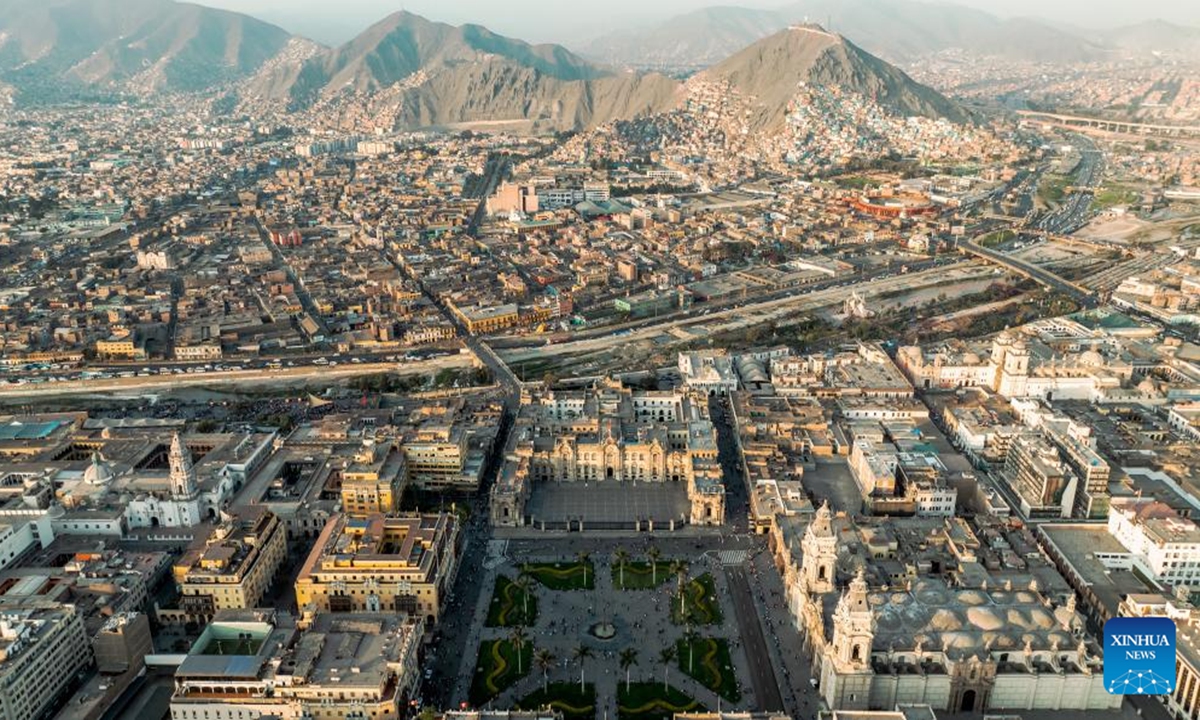 An aerial drone photo shows a view of Lima, Peru, Oct. 13, 2024.

Lima, the capital and largest city of Peru, is the political, economic and cultural center of the country. It is composed of the historical section and the emerging section, while the former has been listed as a world cultural heritage thanks to the numerous relic sites there. (Photo: Xinhua)