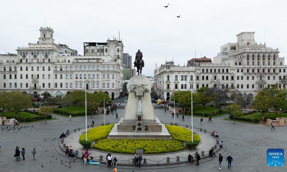 An aerial drone photo shows a view of Miraflores in Lima, Peru, Oct. 9, 2024.

Lima, the capital and largest city of Peru, is the political, economic and cultural center of the country. It is composed of the historical section and the emerging section, while the former has been listed as a world cultural heritage thanks to the numerous relic sites there. (Photo: Xinhua)