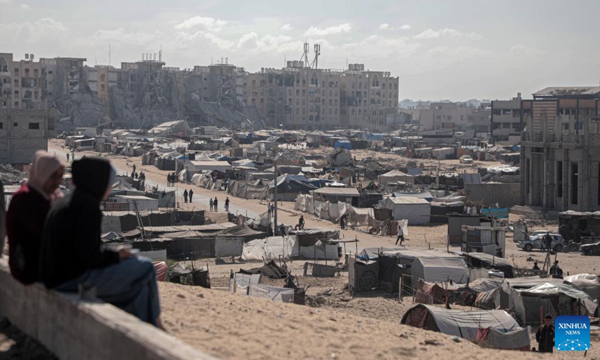 Tents for displaced Palestinians are seen in the northwest of Khan Younis, southern Gaza Strip, on Nov. 12, 2024.  (Photo: Xinhua)