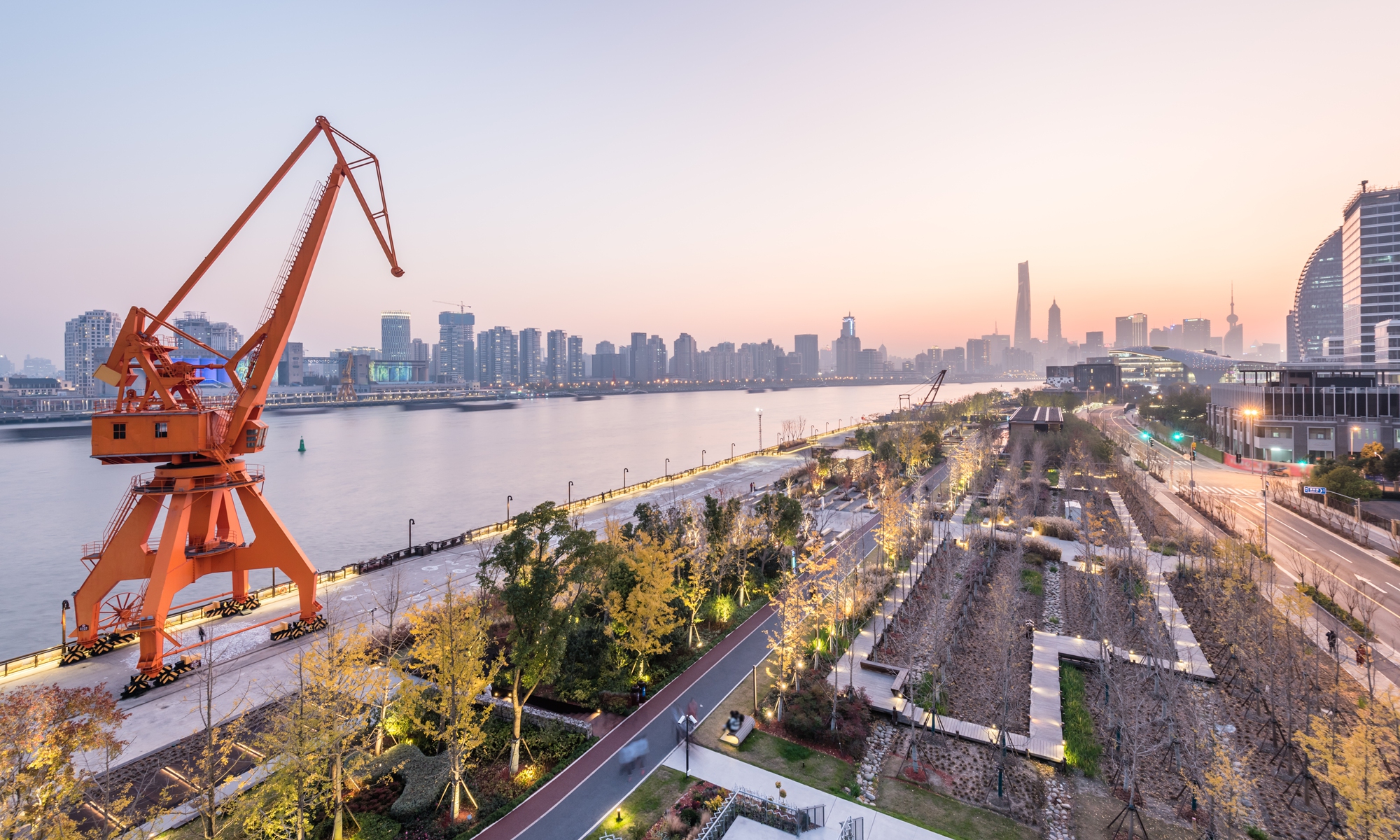 The Binjiang Park sits along the Huangpu River in Yangpu district, Shanghai. Photo: VCG