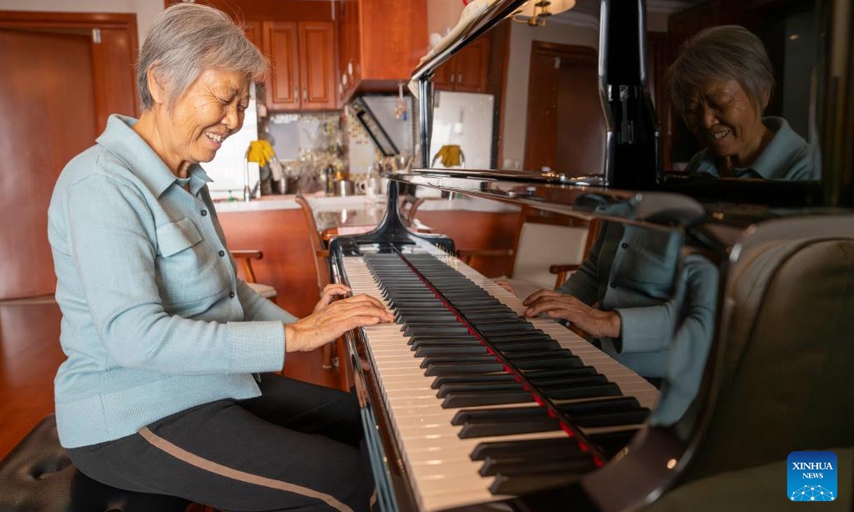 A senior resident plays piano at an elderly care center in Rizhao, east China's Shandong Province, Nov. 11, 2024.

The city of Rizhao has in recent years been committed to enhancing elderly care services that integrate medical, fitness, and daily care through at-home and community-based facilities.   (Photo: Xinhua)