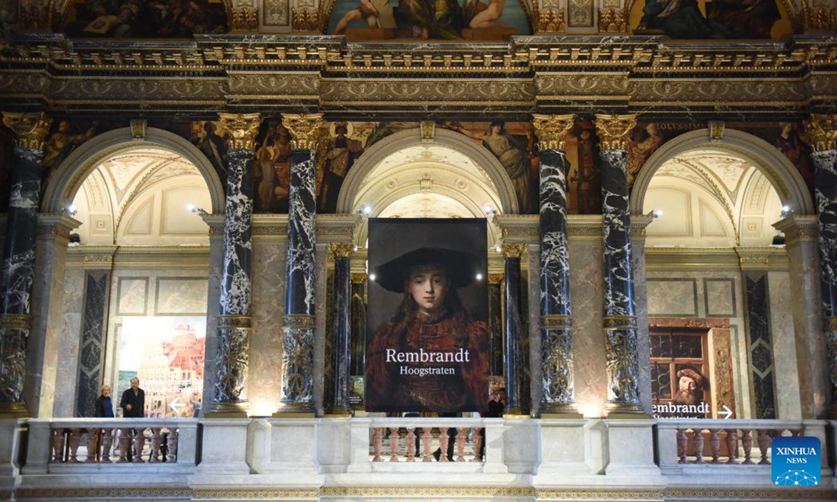 People visit Art History Museum Vienna, Austria, Nov. 13, 2024. A special exhibition named Rembrandt-Hoogstraten: Colour and Illusion is held here from Oct. 8, 2024 to Jan. 12, 2025.  (Photo: Xinhua)