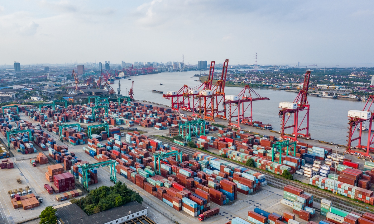 Aerial view of Shanghai Port in Baoshan district, Shanghai Photo: VCG